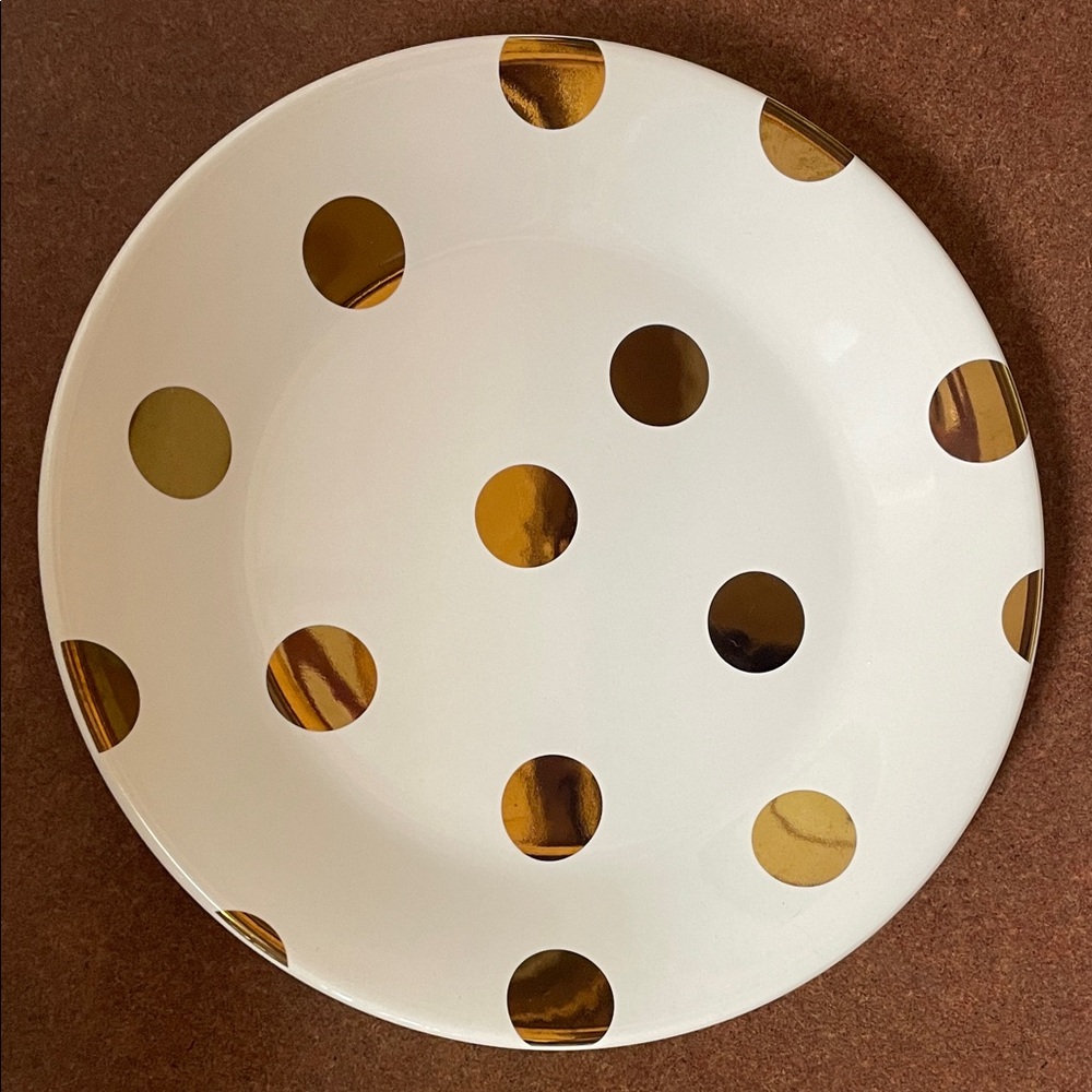 kate spade White Plate with Gold Polka Dots